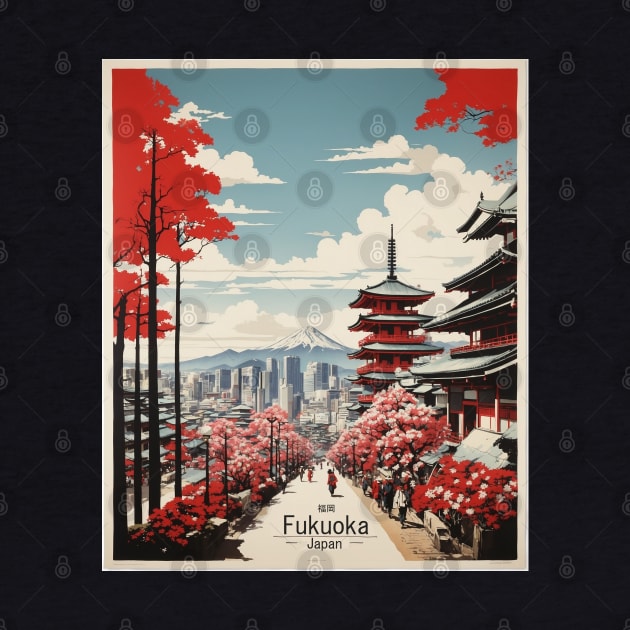 Fukuoka Japan Vintage Poster Tourism 2 by TravelersGems